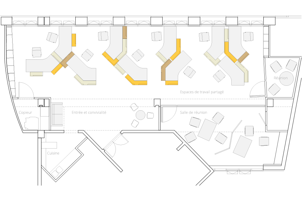 projet  Lieu de travail commun : plan des espaces