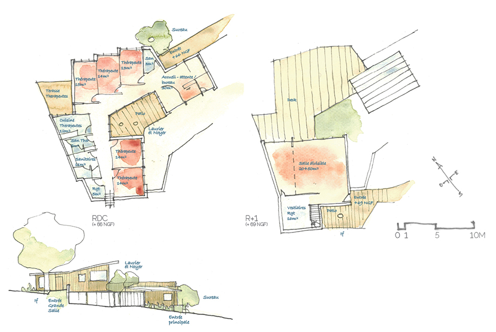 projet  Plans et élévation du bâtiment mère