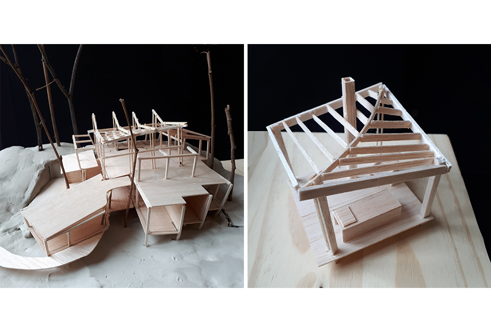 projet  Maquettes du bâtiment mère et des cabinets-lodges