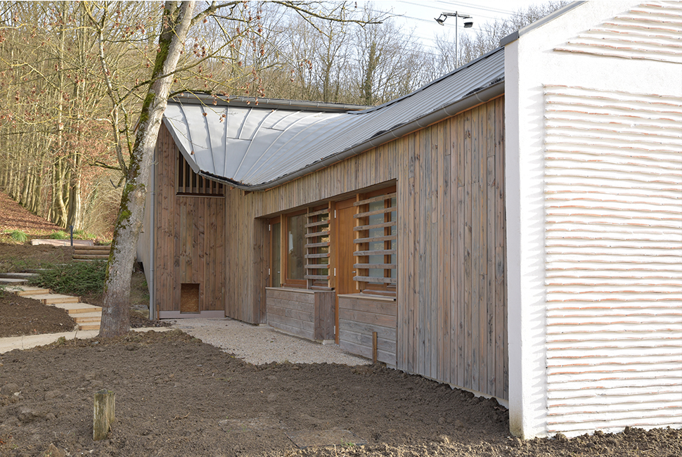 projet  Liaison entre l'existant et l'extension implantée sur un talus